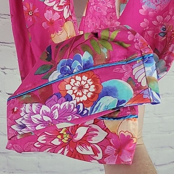 Johnny Was Pink Floral Carly Pj Set. Long Sleeve Button Up Top W/ Pants. Size XS - Picture 10 of 13